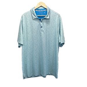 Walter Hagen 11 Golf Performance Polo Shirt Mens XXL Blue Green All over Print